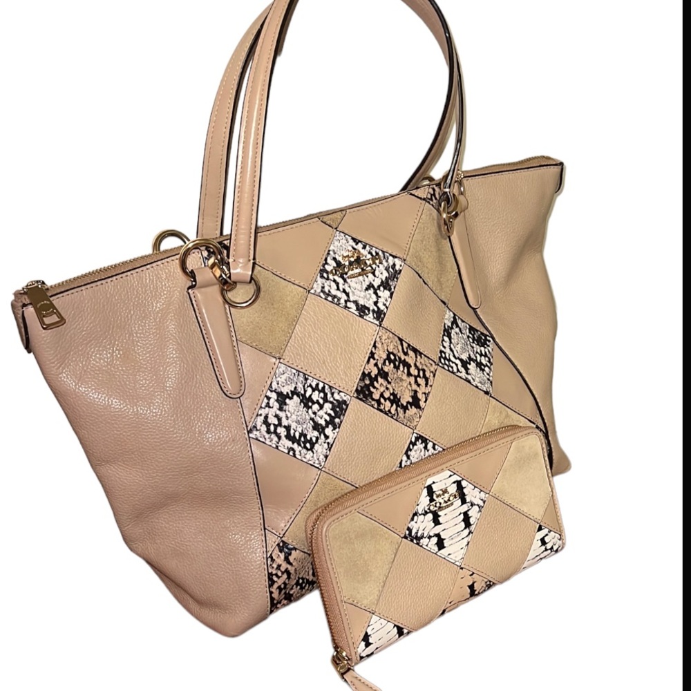 Coach Beige Snake Patchwork Ava Bag With Gold-Ton… - image 1